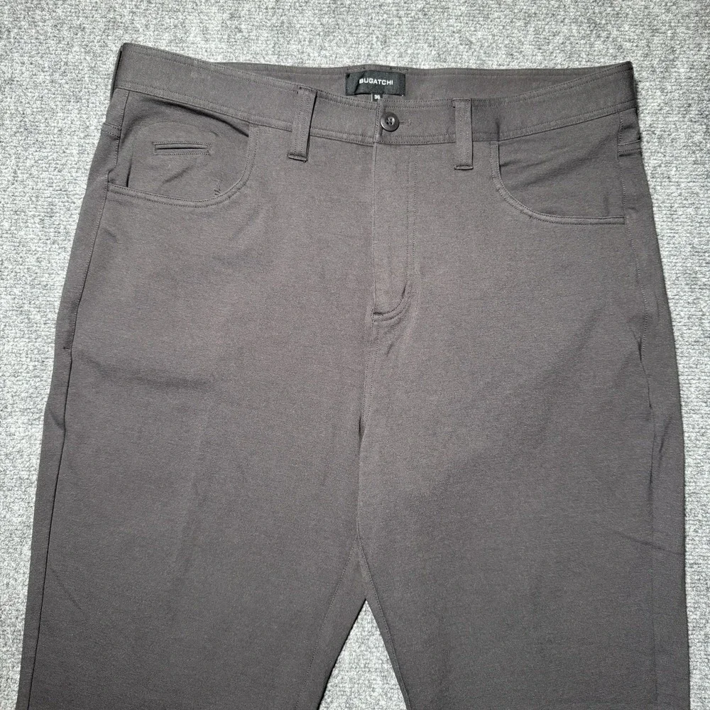 Bugatchi Pants‎ Mens 36X32 Gray Rayon Nylon Stretch Chino Slacks 5 Pocket